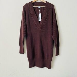 NWT 525 America XS Vneck knit tunic sweater in Mink brown